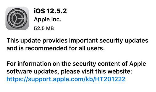 虎丘苹果手机维修分享iOS12.5.2发布，建议所有老苹果用户安装 